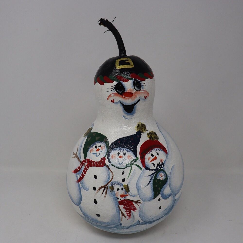 Vintage Hand Painted Snowmen Christmas Gourd Christmas Decoration